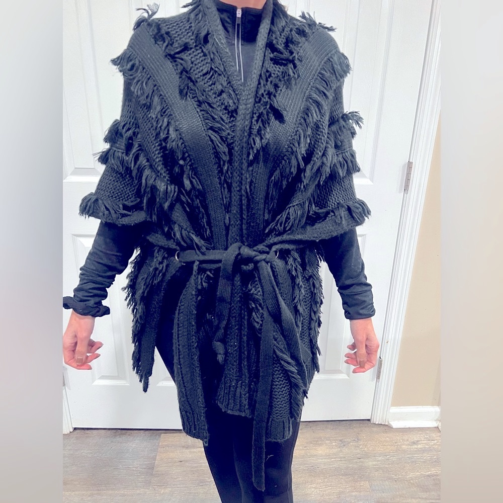 Rebecca Minkoff  Poncho Shrug fringed